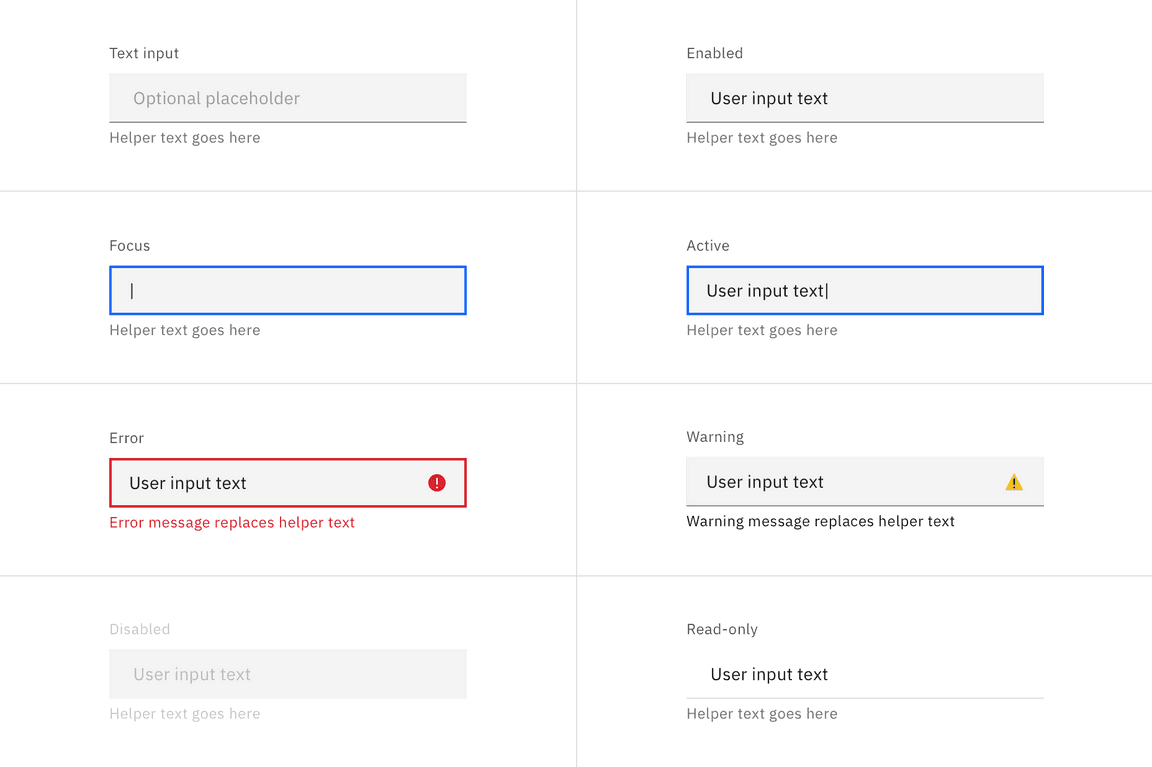 Text input states in the default style