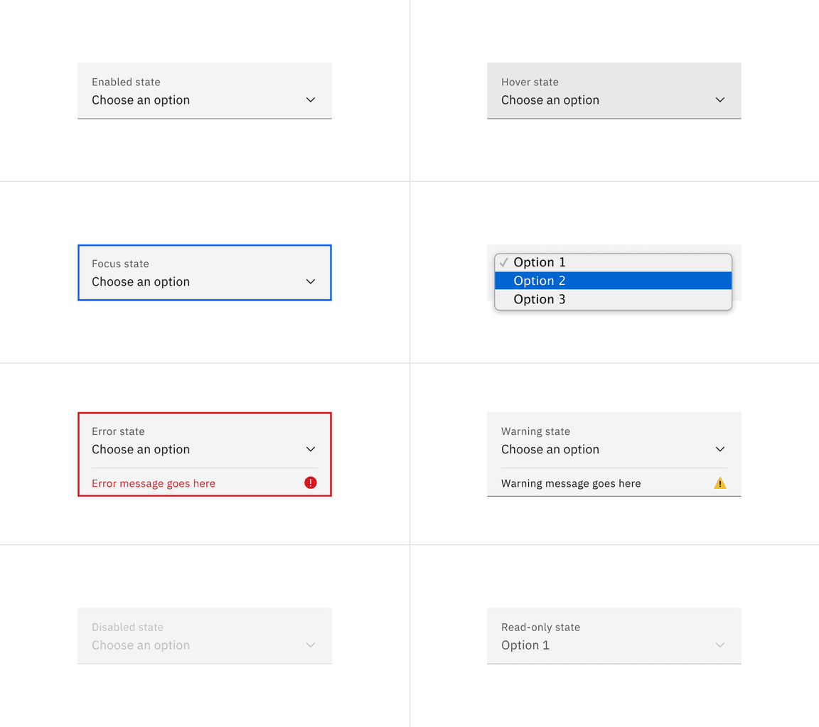 Select interactive states