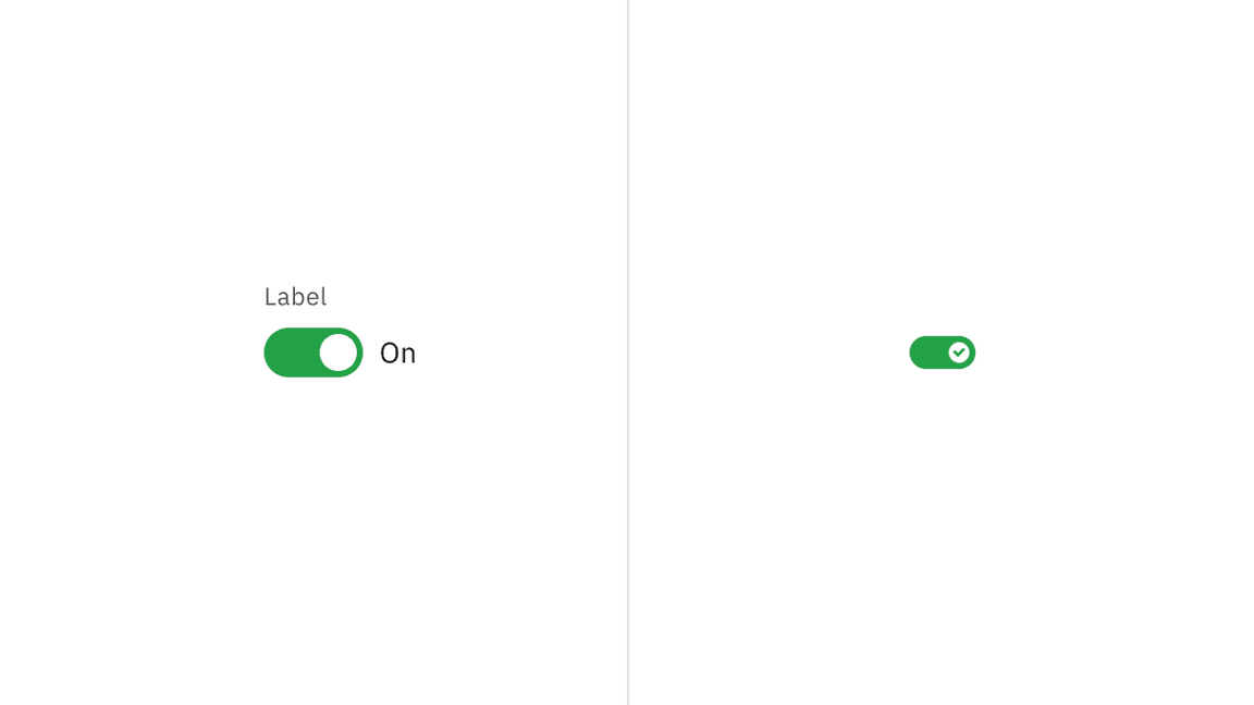 Default and small toggle variants