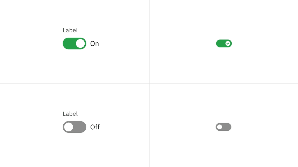 On and off toggle states